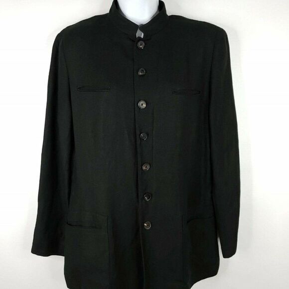 Ralph Lauren Black Label Linen Jacket Blazer 14 Mandarin Collar Made USA - Picture 5 of 9